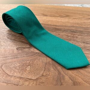 VINTAGE EATON Neck Tie Linen Blend Bright Green Business Event Classic Retro